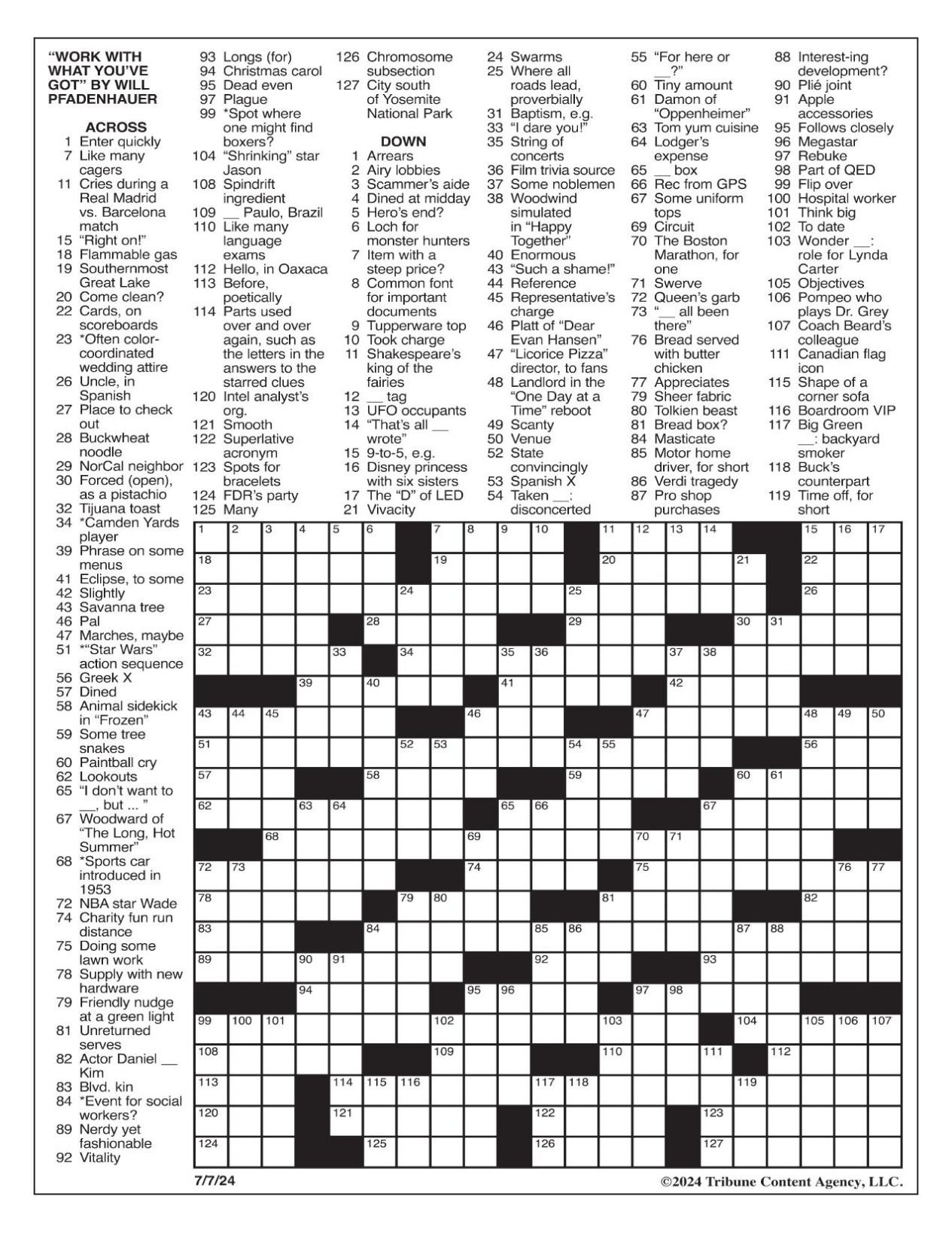 Free Crossword Puzzles Seattle Times Daily Printable Crosswords