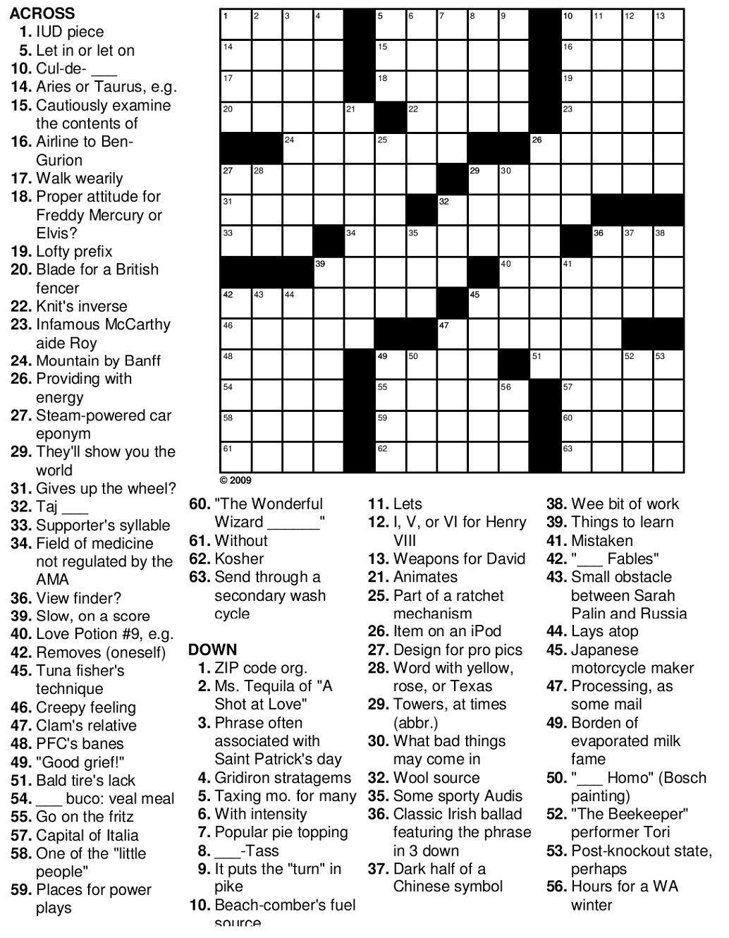 Free Crosswords For Seniors Free Printable Crosswords