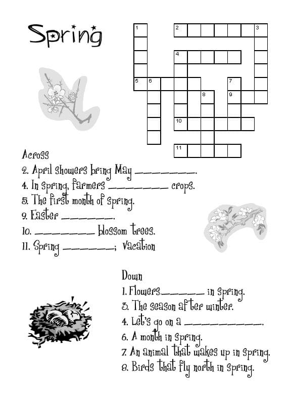 Free Downloadable Spring Crossword Puzzles Free Download And Print 