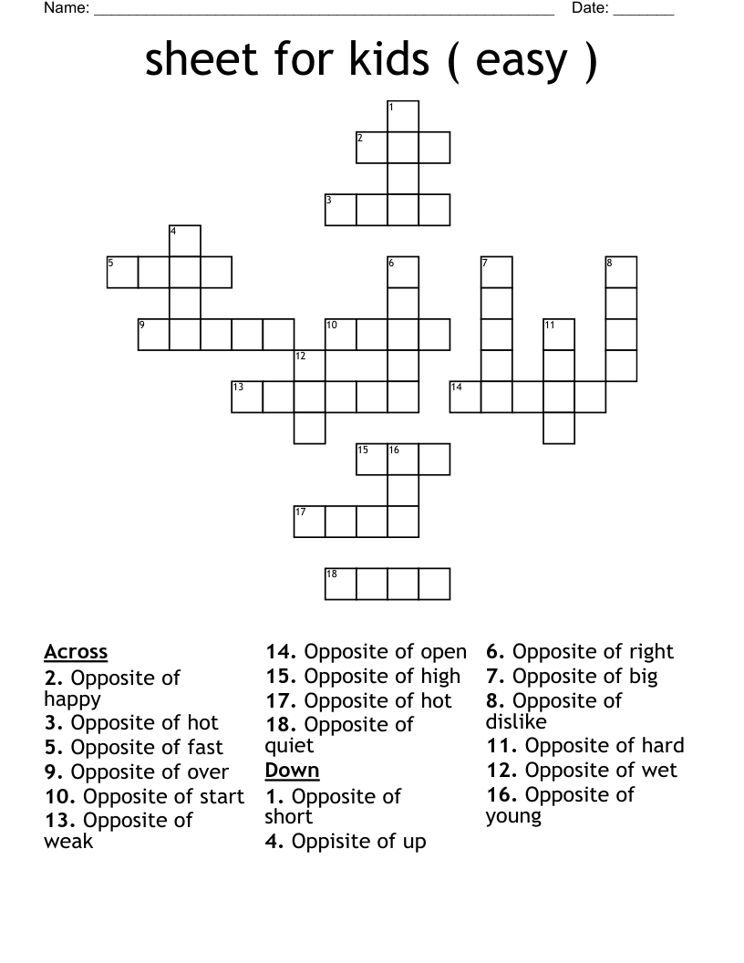 Free Easy Crosswords Printable Mom Printable