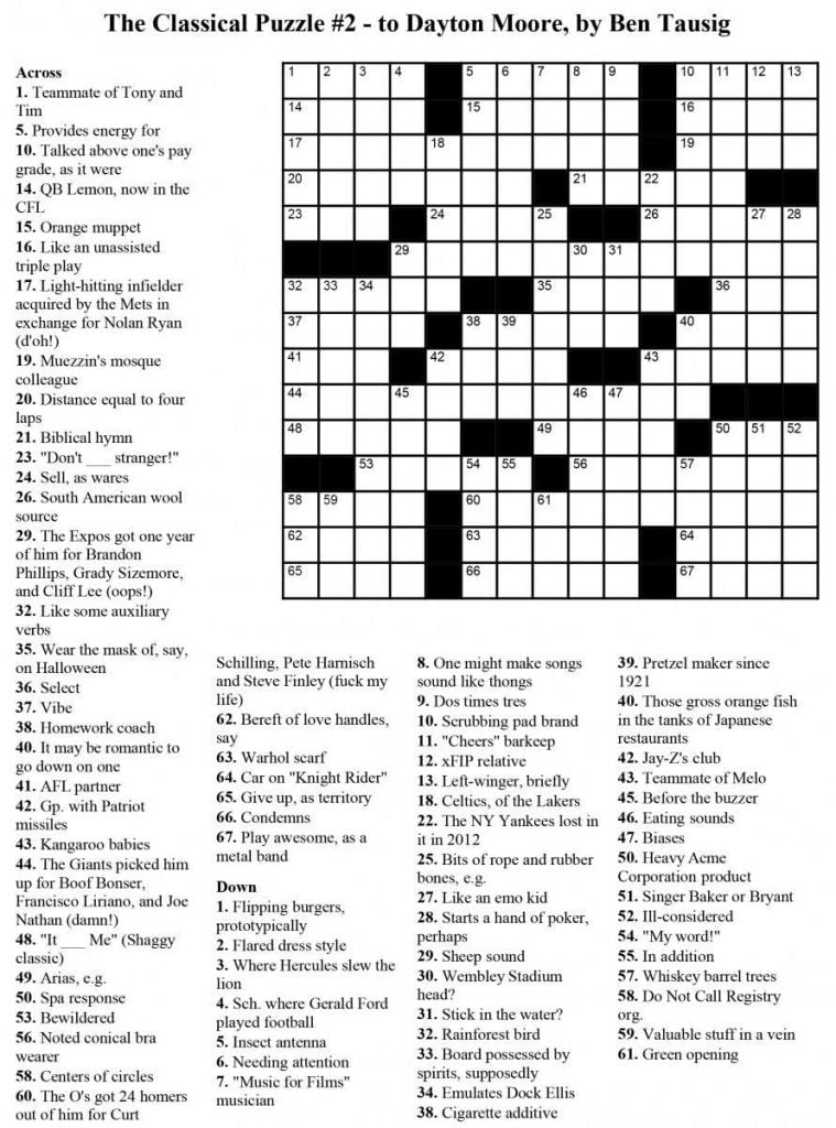 Free Printable Easy Crosswords For Adults Free Printable Crosswords