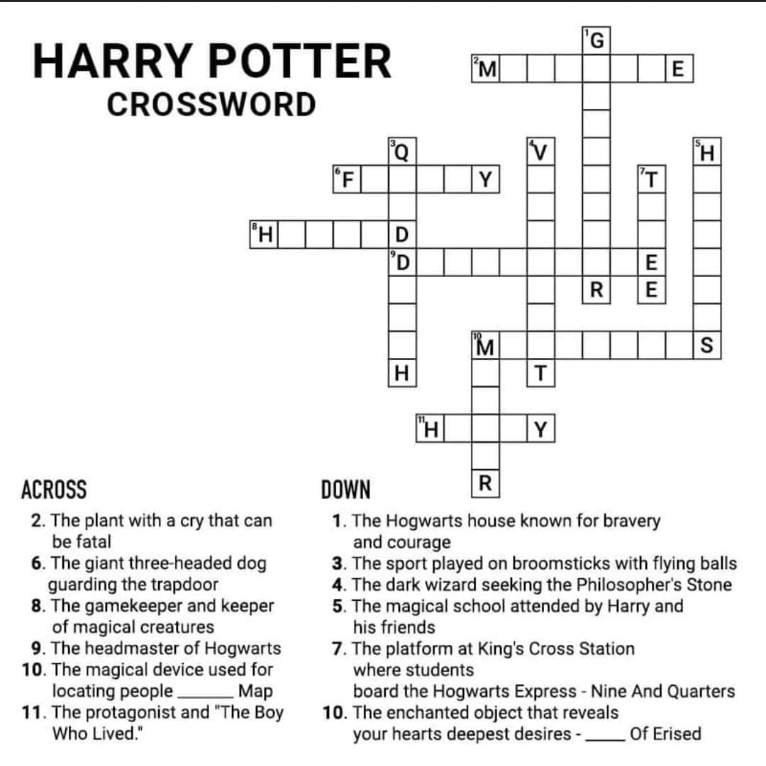 Free Printable Harry Potter Crossword Puzzles Free Download And Print
