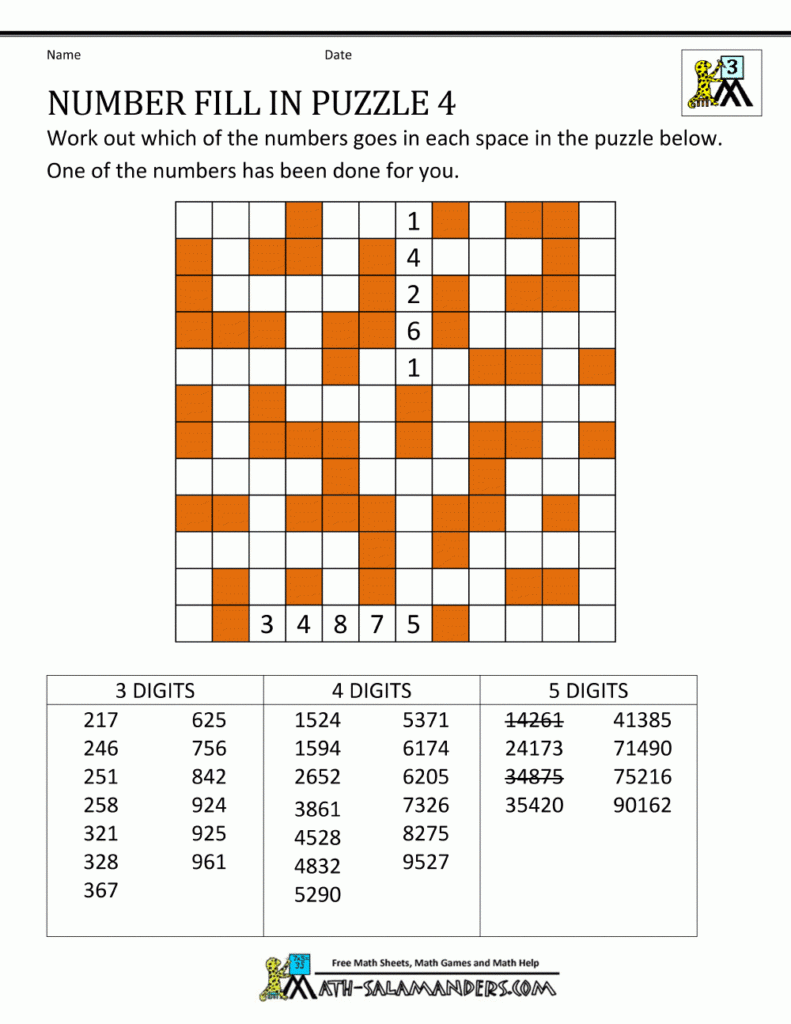 Free Printable Number Crossword Puzzles Printable Crossword