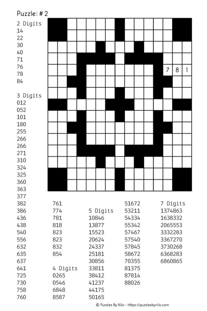 Free Printable Number Crossword Puzzles Printable Crossword