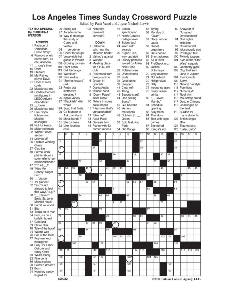 Free Printable Sunday Crossword Puzzles Pdf Free Download Free 
