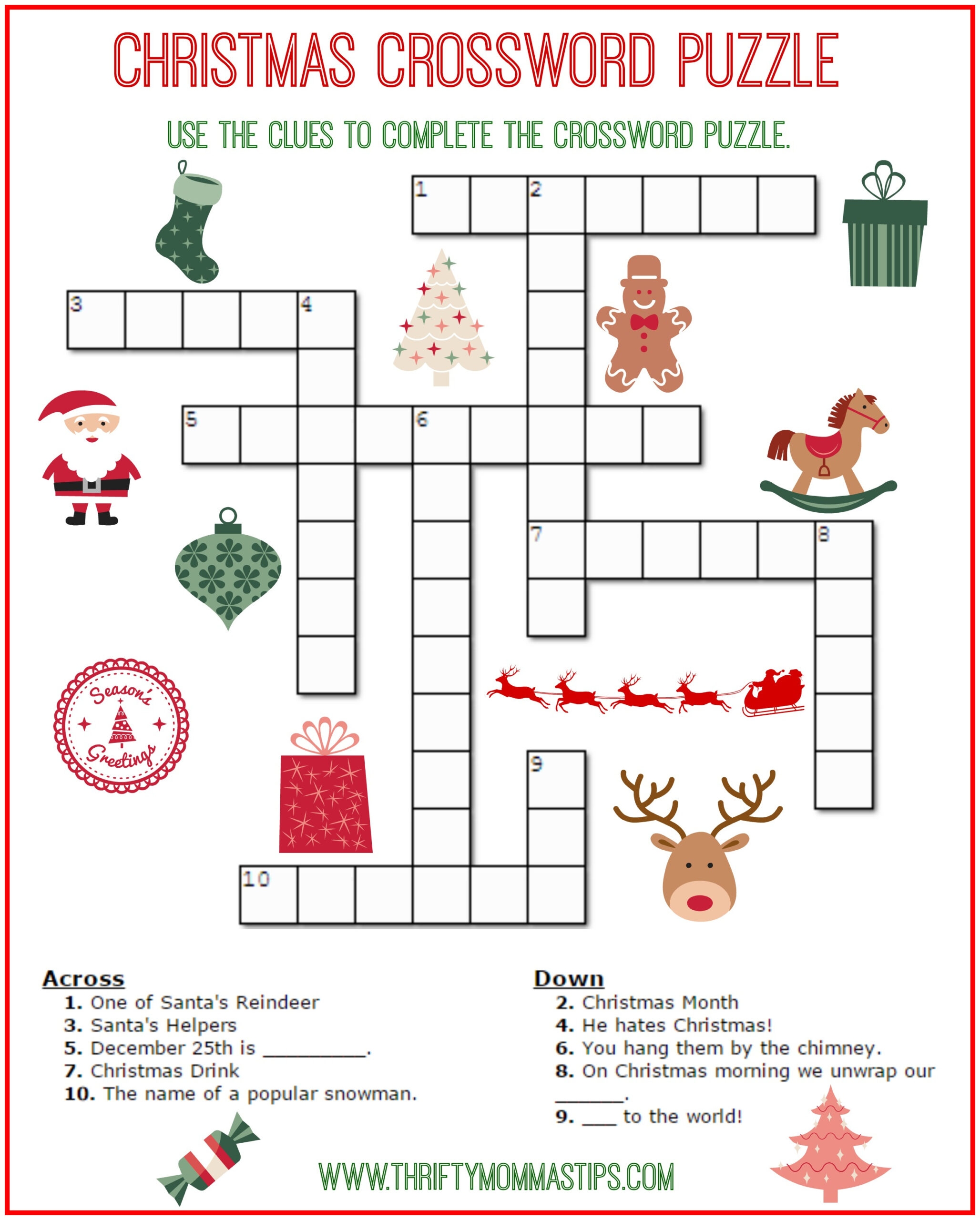 Free Printable Xmas Crosswords All FREE Printables
