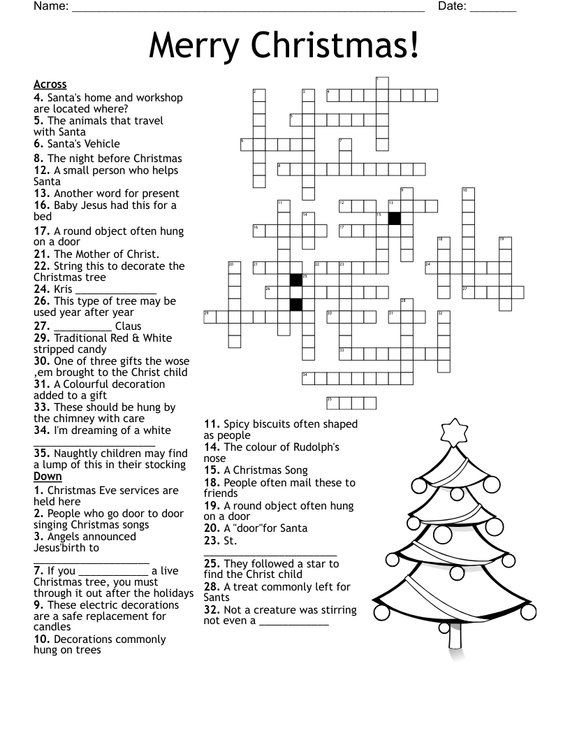 Free Printable Xmas Crosswords FREE Printable HQ