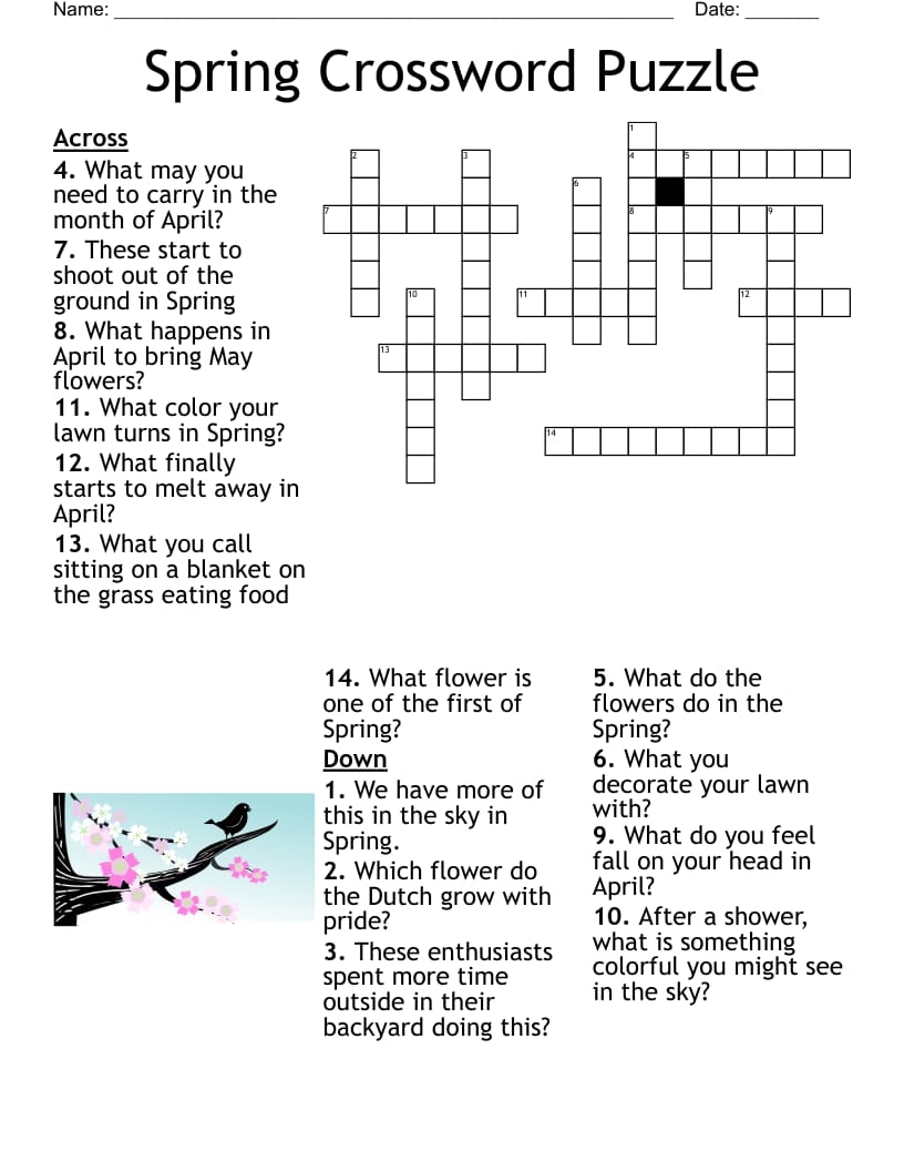 Free Simple Spring Crossword Puzzles Free Download And Print For You 
