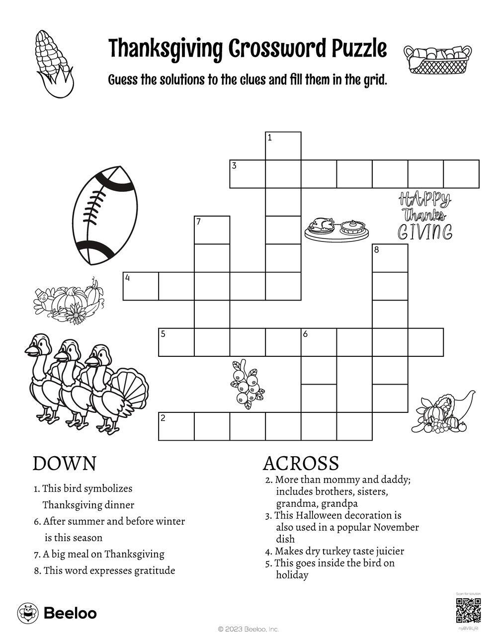 Free Thanksgiving Crossword Puzzles Printable Gerald Printable