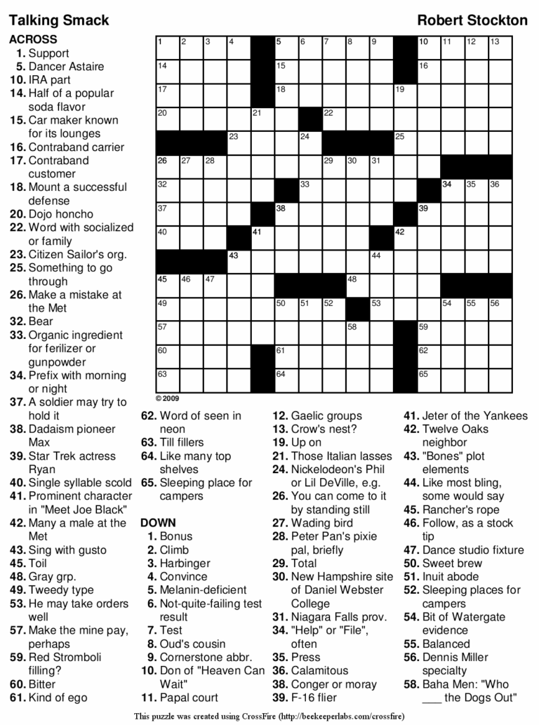 Free Themed Crosswords Free Printable Crosswords