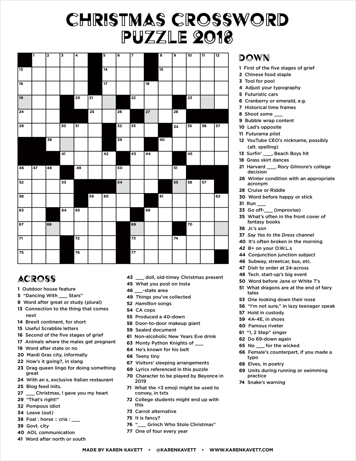 General Knowledge Free Easy Printable Crossword Puzzles For Adults 