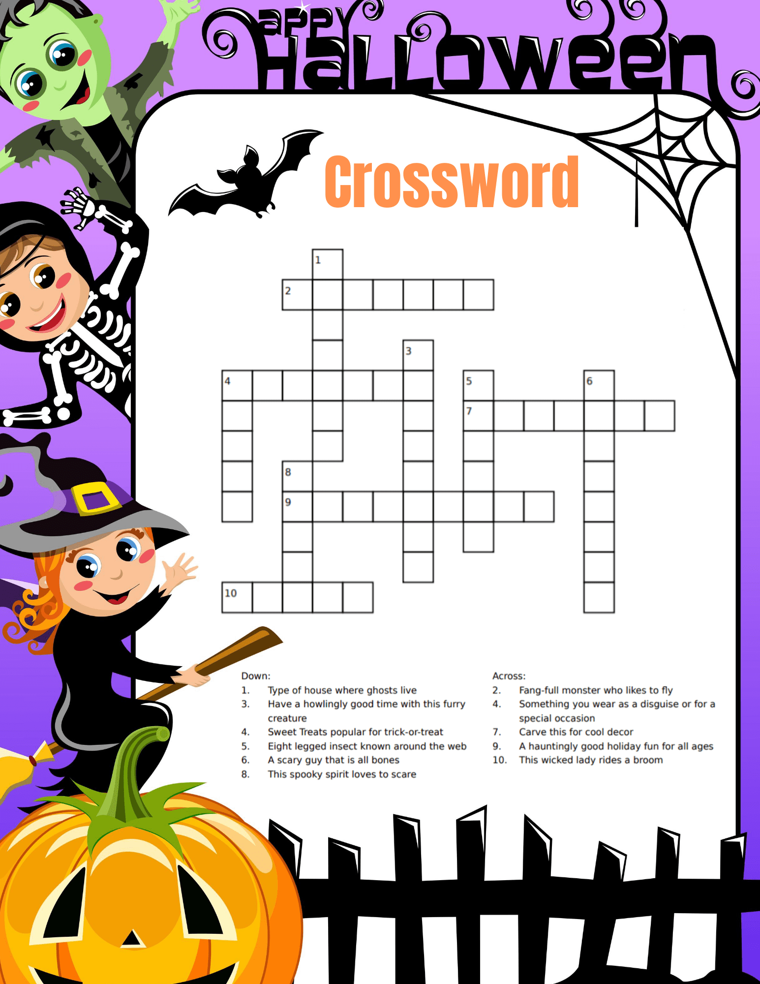 Halloween Crossword Printable Free Coloring Pages To Print