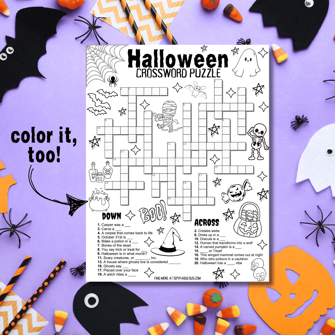 Halloween Crossword Puzzle Printable Pdf Printable Wordsearch