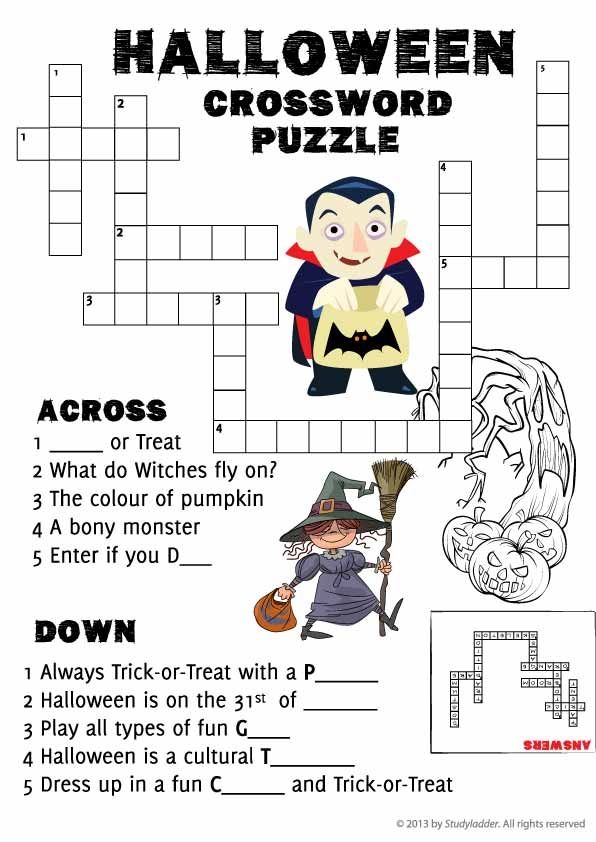 Halloween Printable Crossword Puzzles Dev onallcylinders