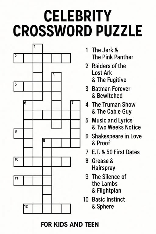 Hard Celebrity Crossword Puzzle Free Download And Print For You 