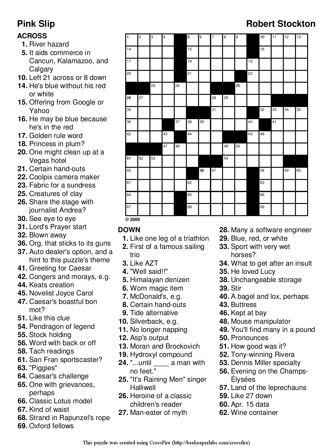 Hard Crosswords Free Printable Crosswords