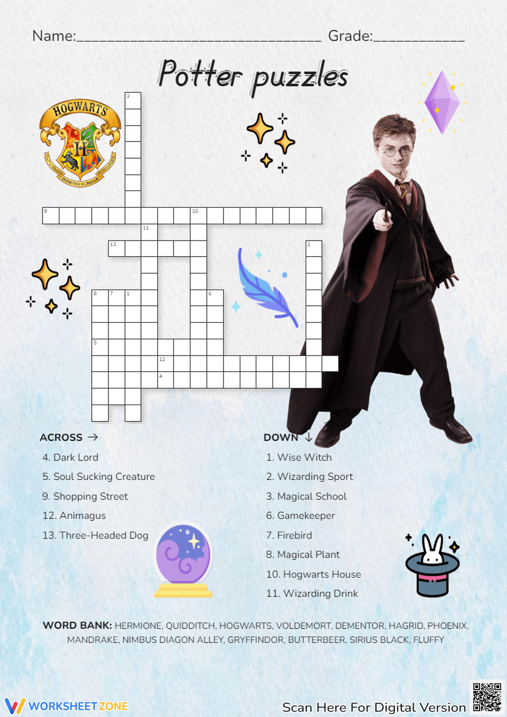 Harry Potter Crossword Puzzle Printable FREE Printable