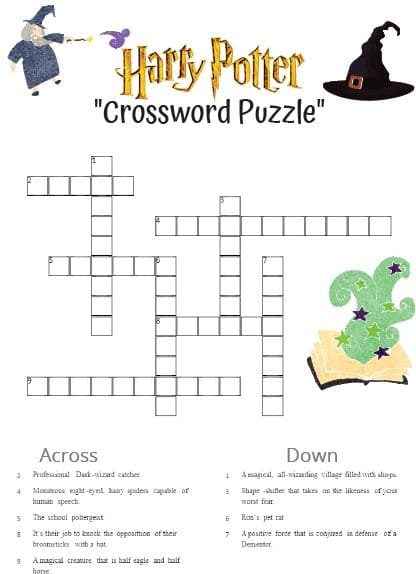 Harry Potter Crossword Puzzles Downloadable Free Download And Print 
