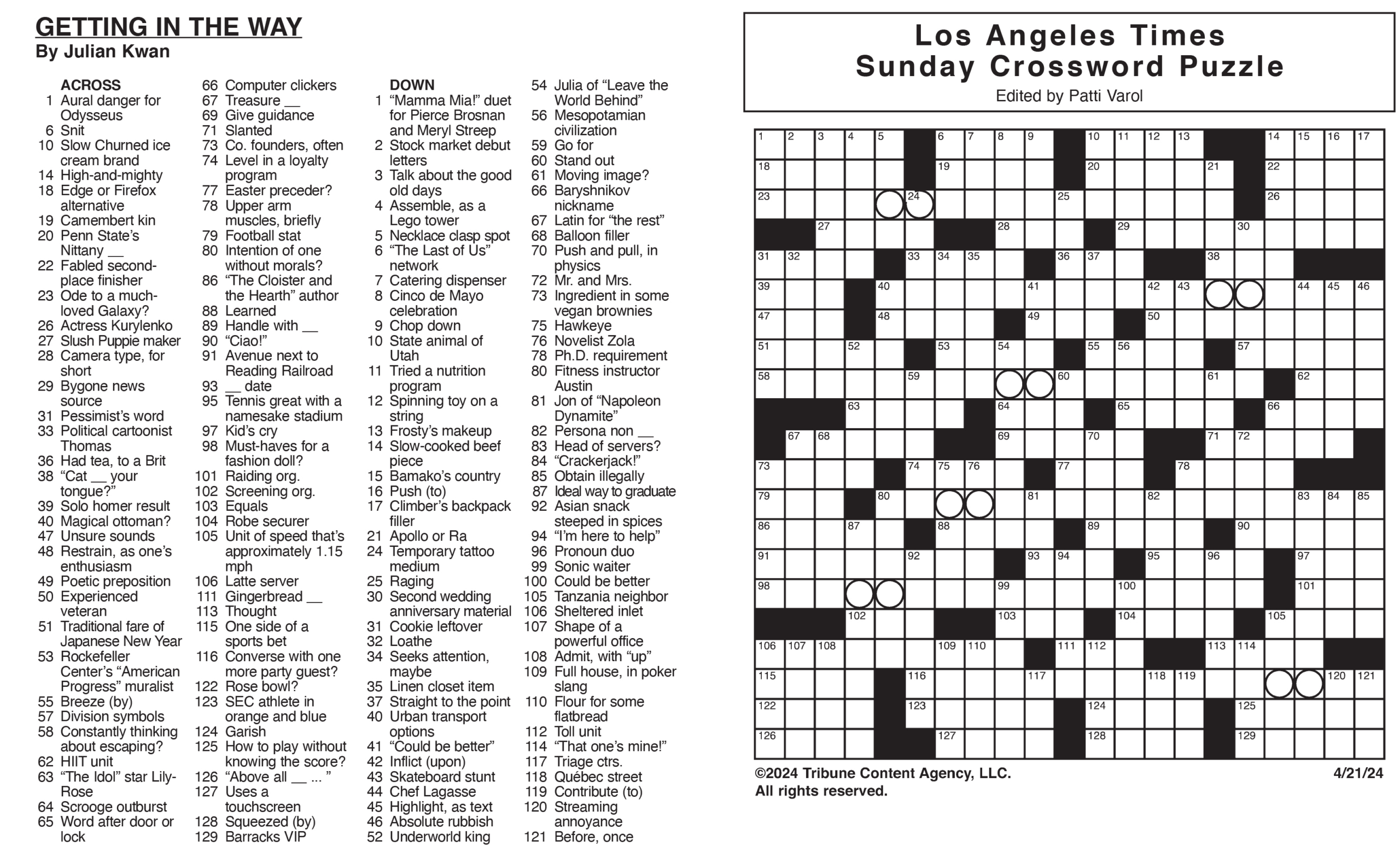 La Times Crossword Printable FREE Printable