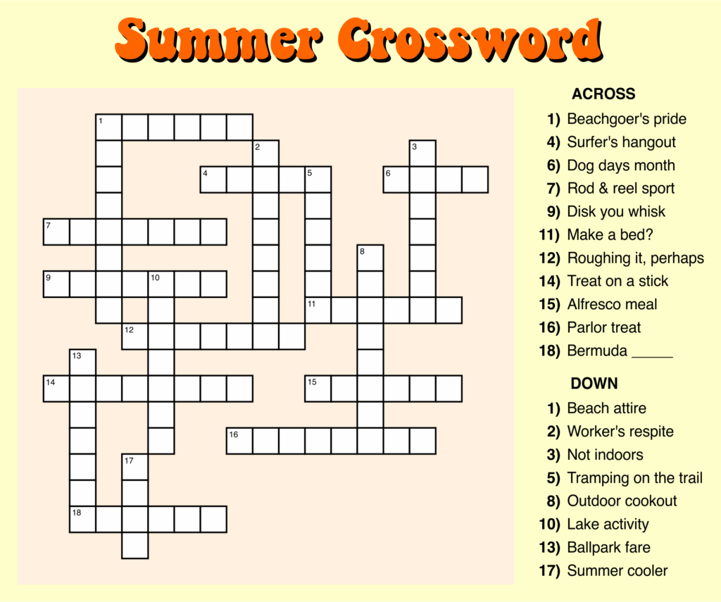 Large Print Beginner Easy Crossword Puzzles Printable Free Printable 