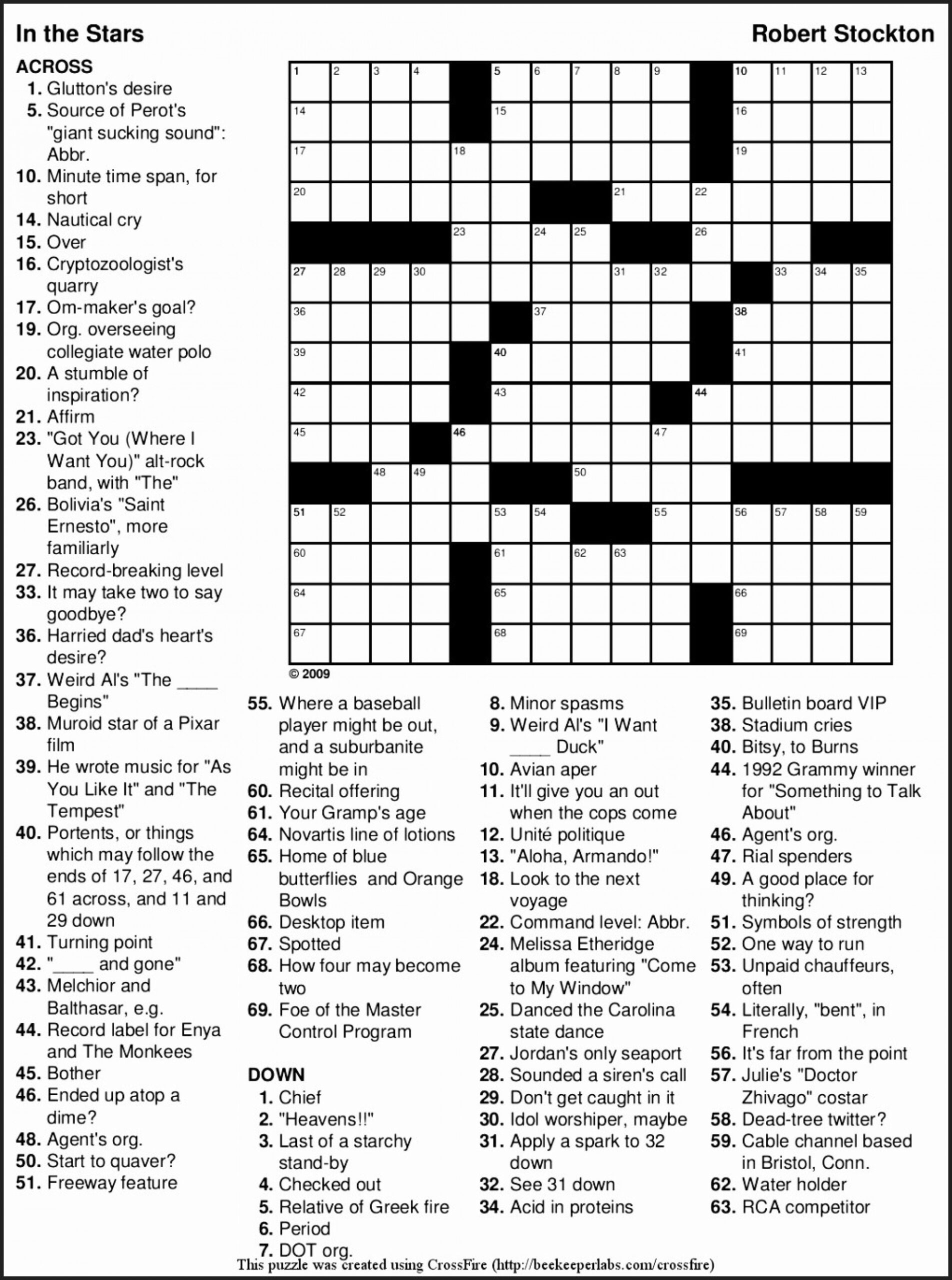 Large Print Crossword Puzzles Free Printable Free Printable Crosswords