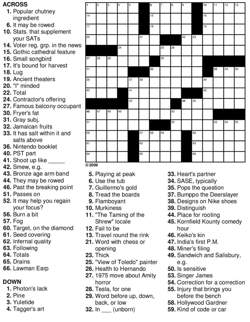 Large Print Crosswords For Seniors Free Printable Crosswords