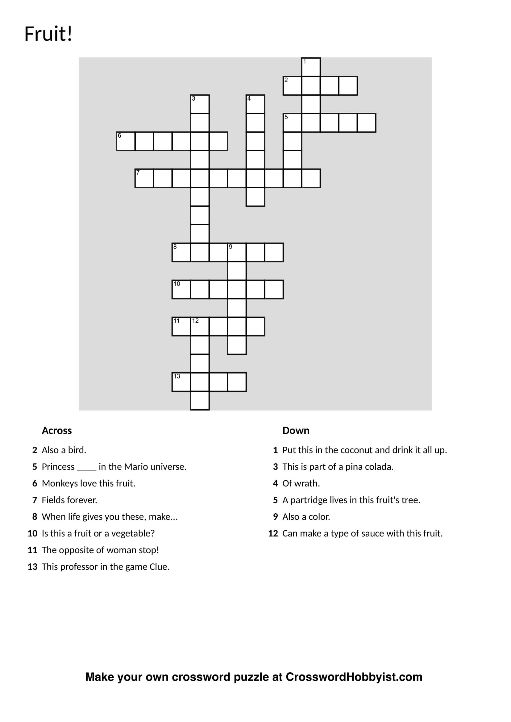 Make Your Own Crossword Puzzle Free Printable Printable Coloring Free