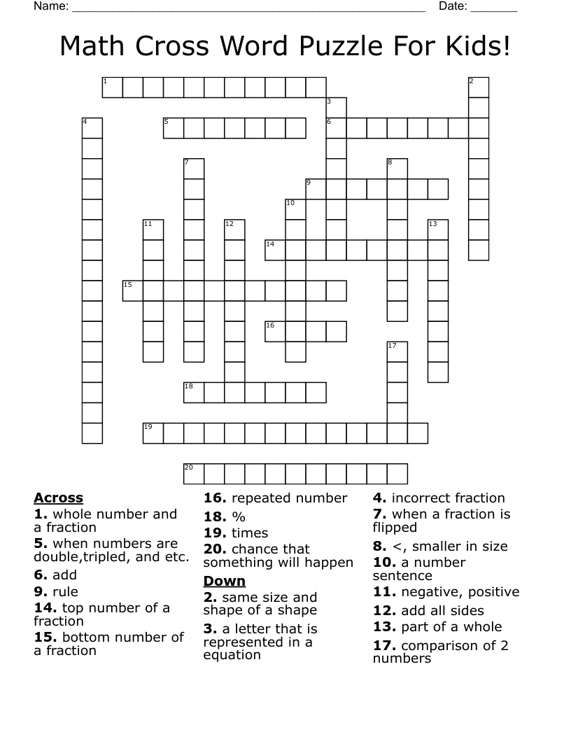 Maths Crosswords Printable Printable Free Templates
