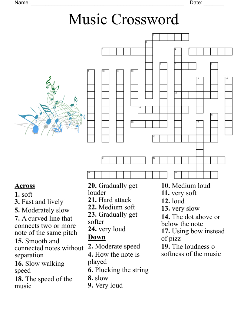 Music Crosswords Printable All FREE Printables