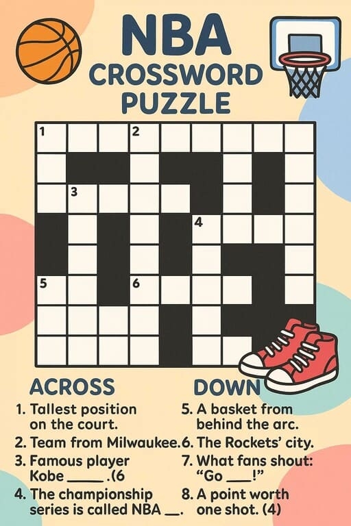 NBA Crossword Puzzle Free Printable Free Download And Print For You 