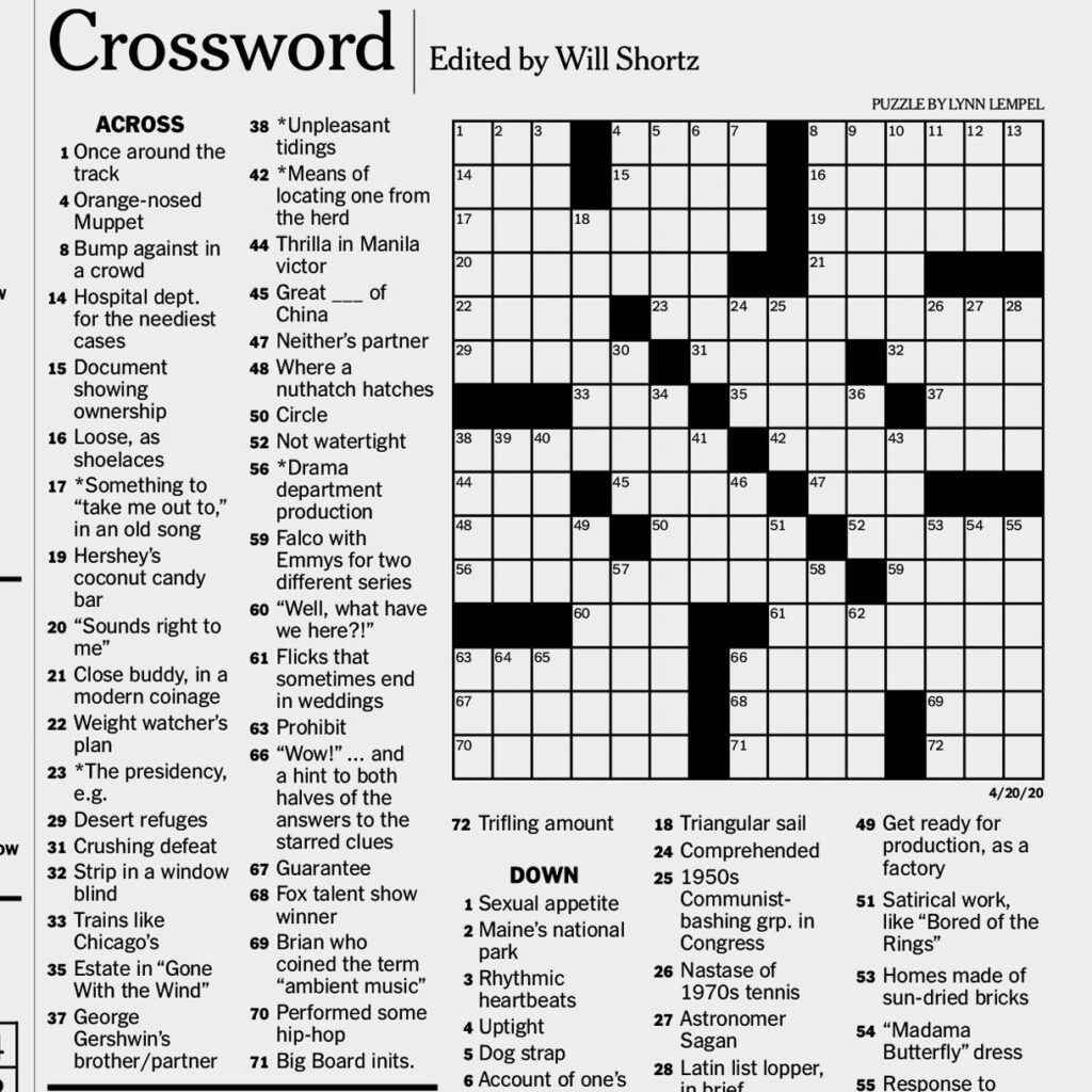 New York Times Crosswords Printable UK Printable Hub