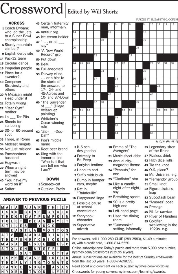 New York Times Printable Crossword Puzzle