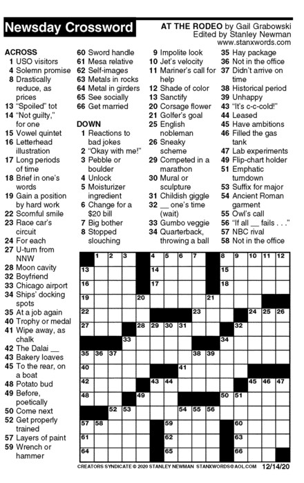 Newsday Crossword Answers Today Free Printable Crosswords