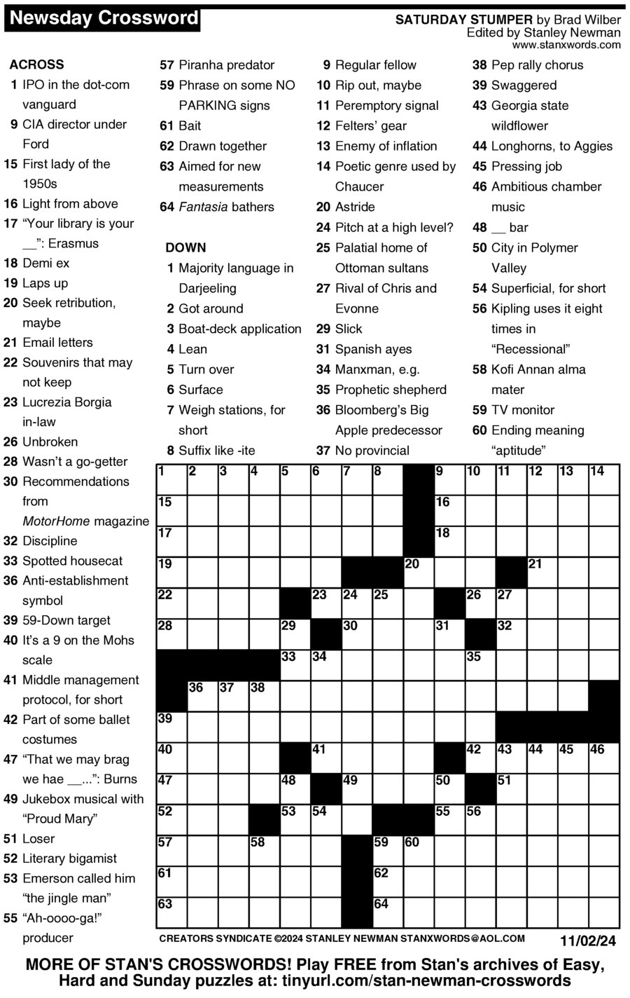 Newsday Crossword Printable Crossword Puzzles