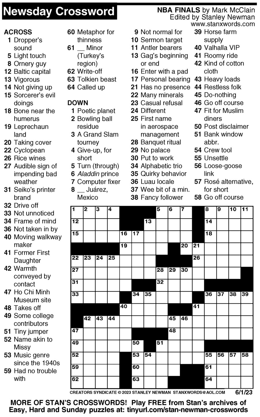 Newsday Crossword Printable Crossword Puzzles