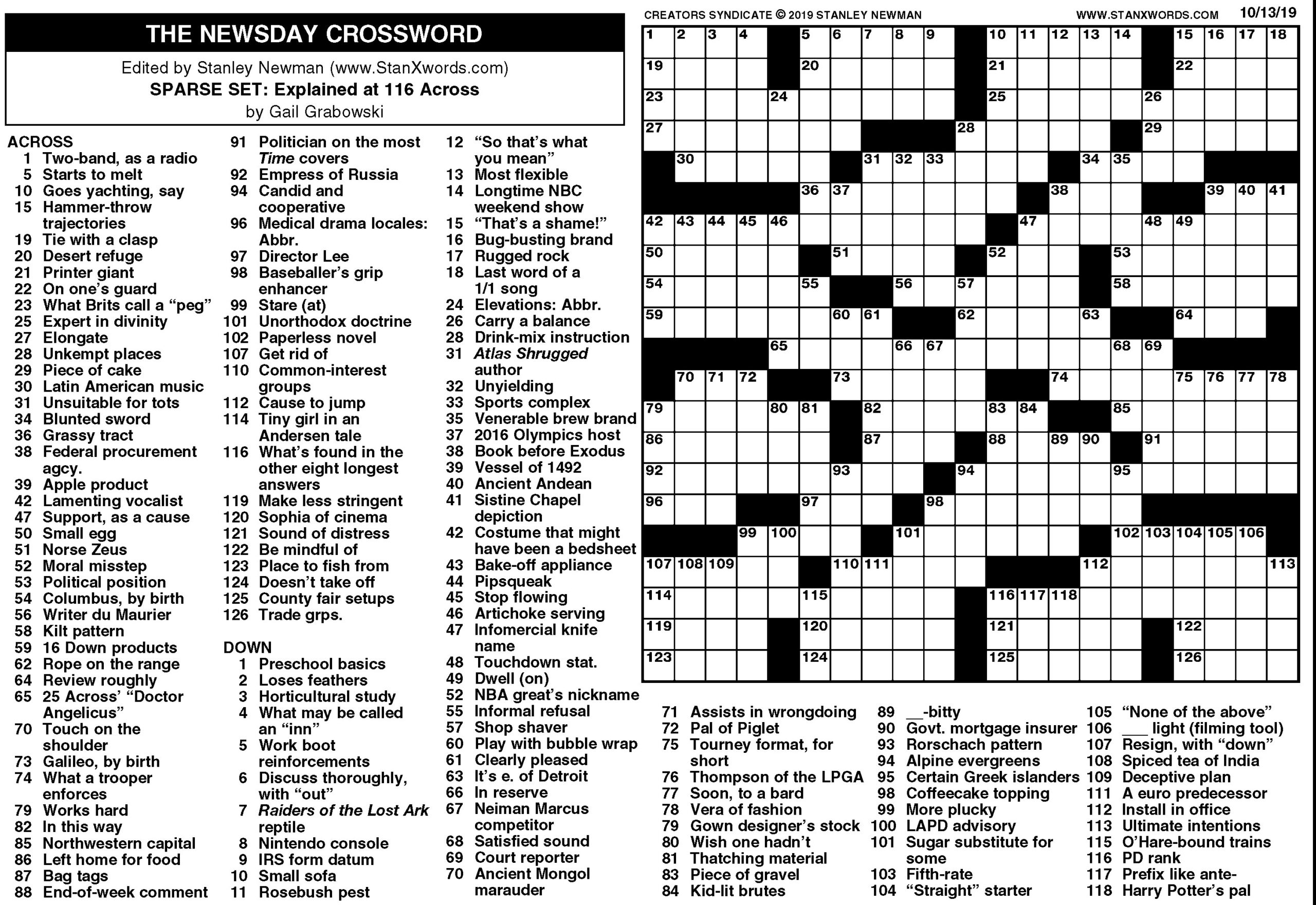 Newsday Crossword Printable Today All FREE Printables