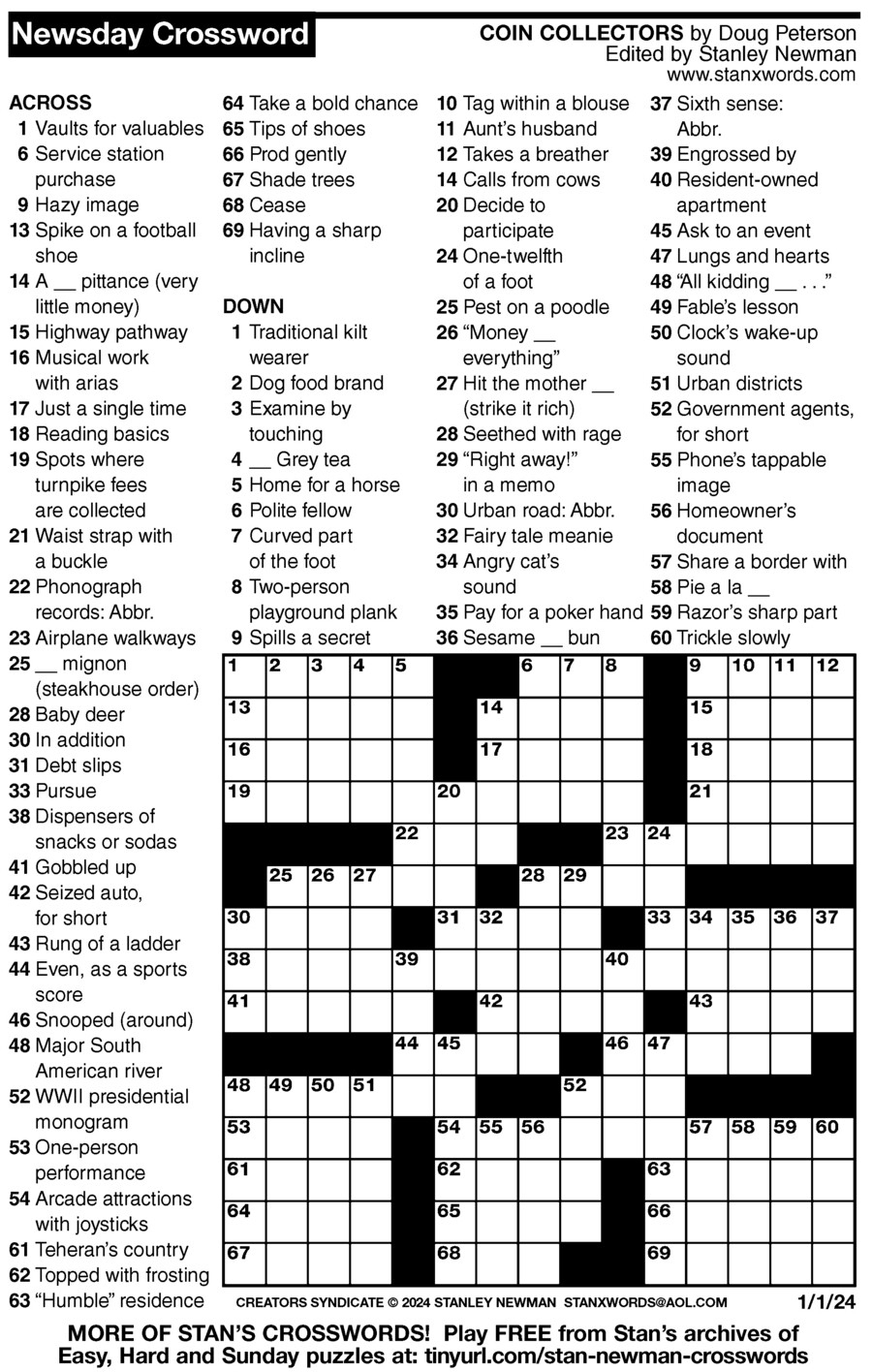 Newsday Crossword Printable Today FREE Printable