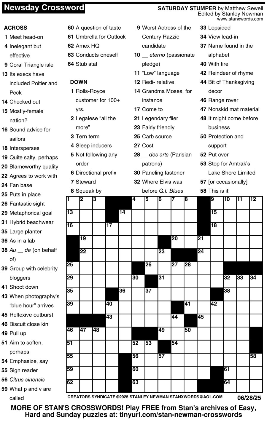 Newsday Crossword Puzzle Printable All FREE Printables