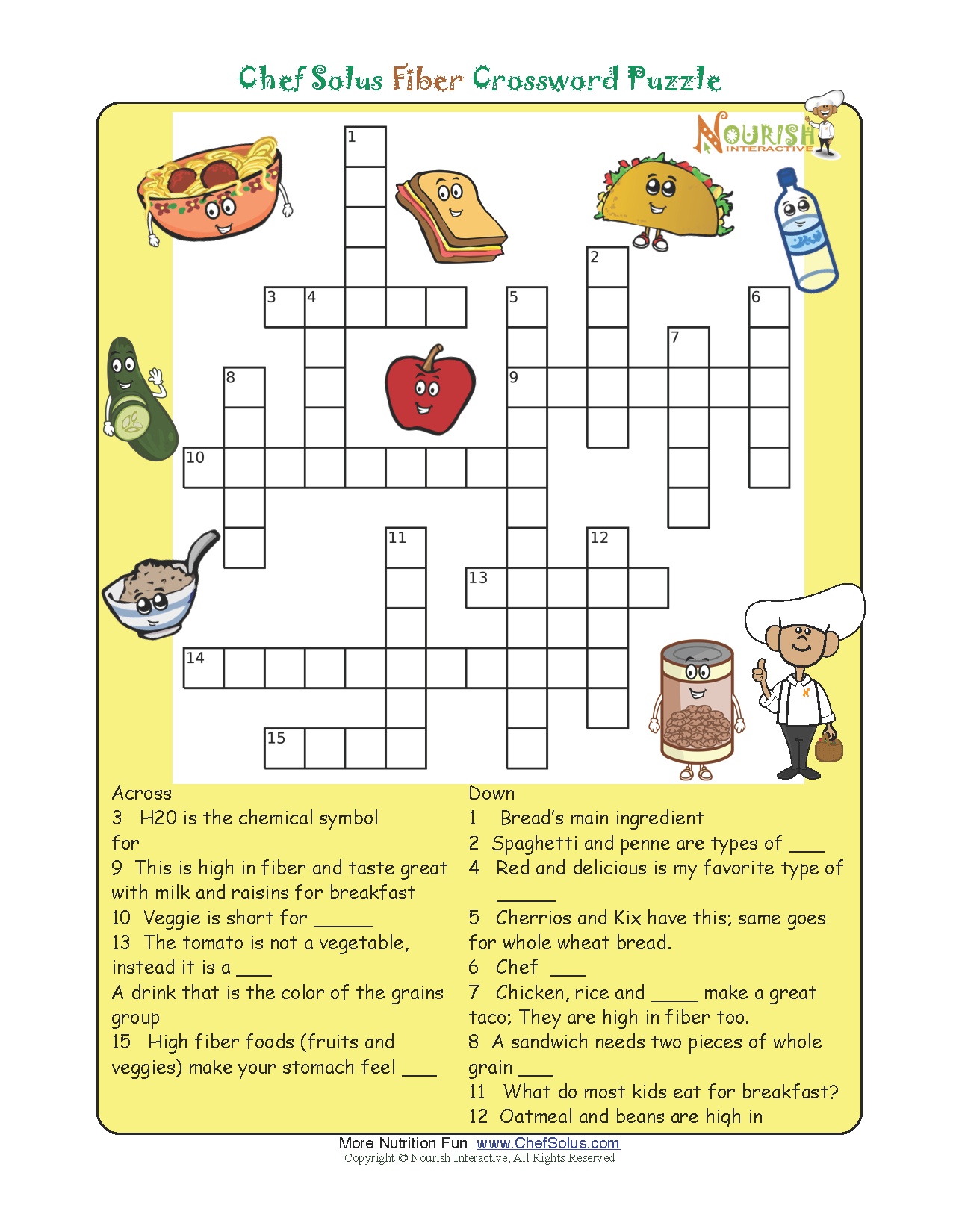 Nutrition Crossword Puzzle Printable Free Printable Crosswords