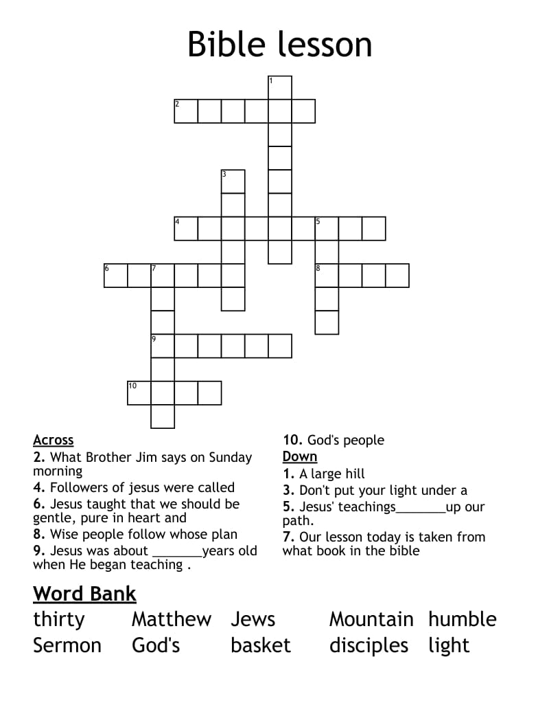 Printable Bible Crossword Puzzles Download Free Free Download And 