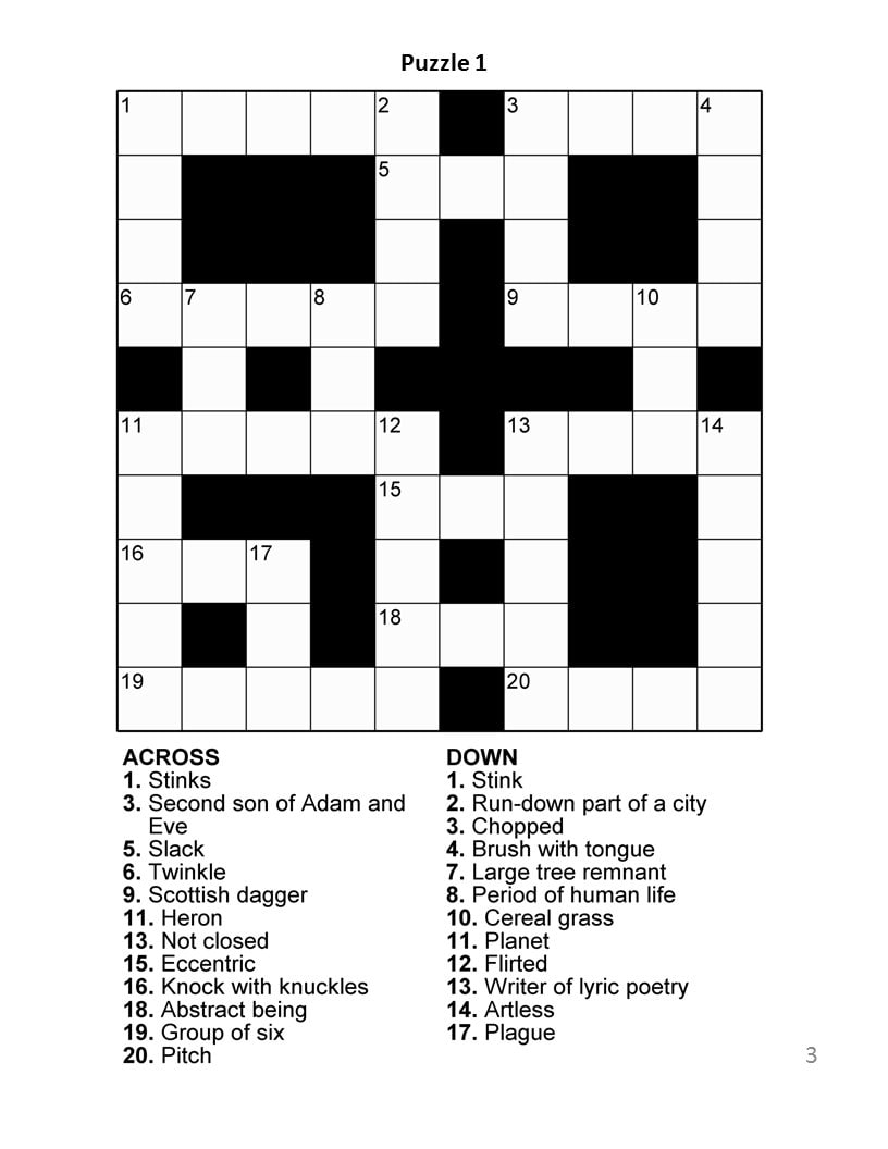 Printable Crossword Puzzles Adults Quiz Sheets