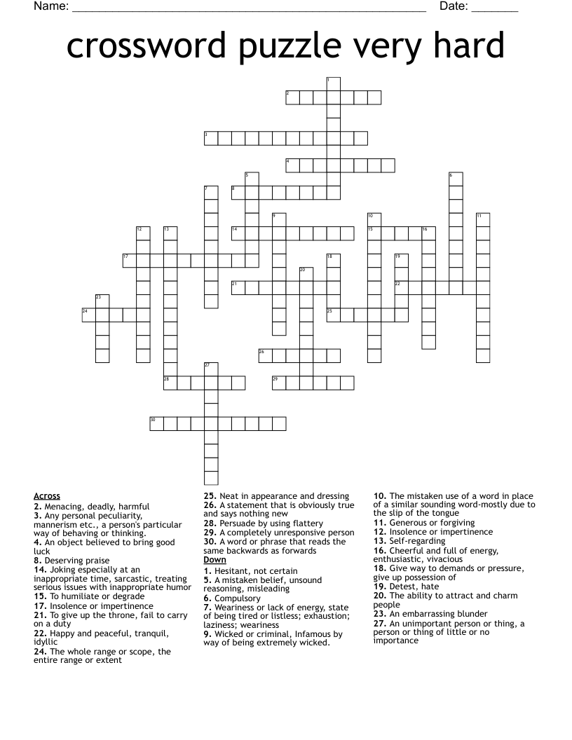 Printable Crosswords Hard Free Printable Worksheets