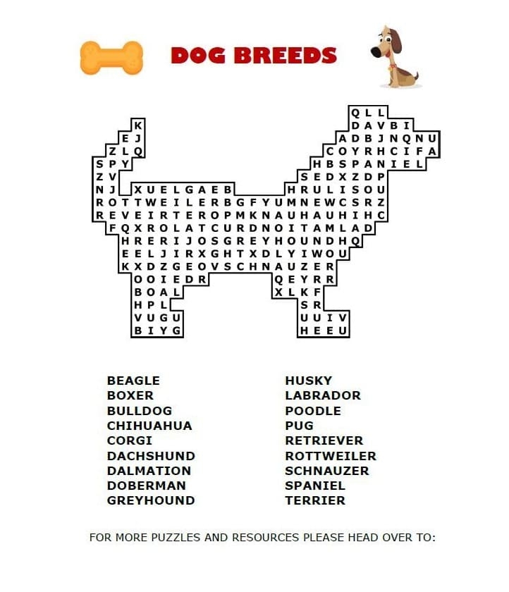 Printable Dog Crossword Puzzle Free For Kid Free Download And Print 