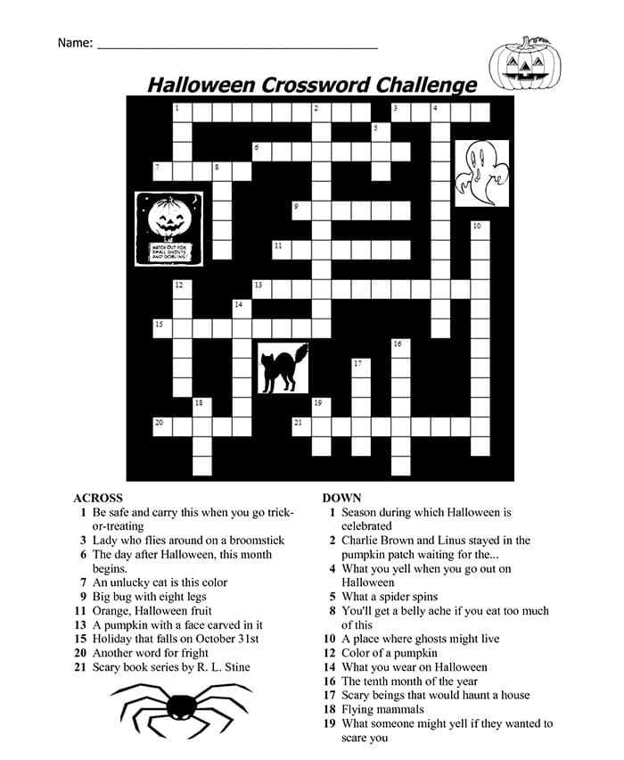 Printable Halloween Crossword Puzzles Free Download And Print For You