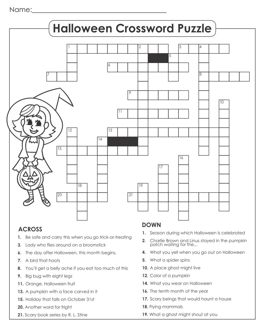 Printable Halloween Crossword Puzzles Printable JD