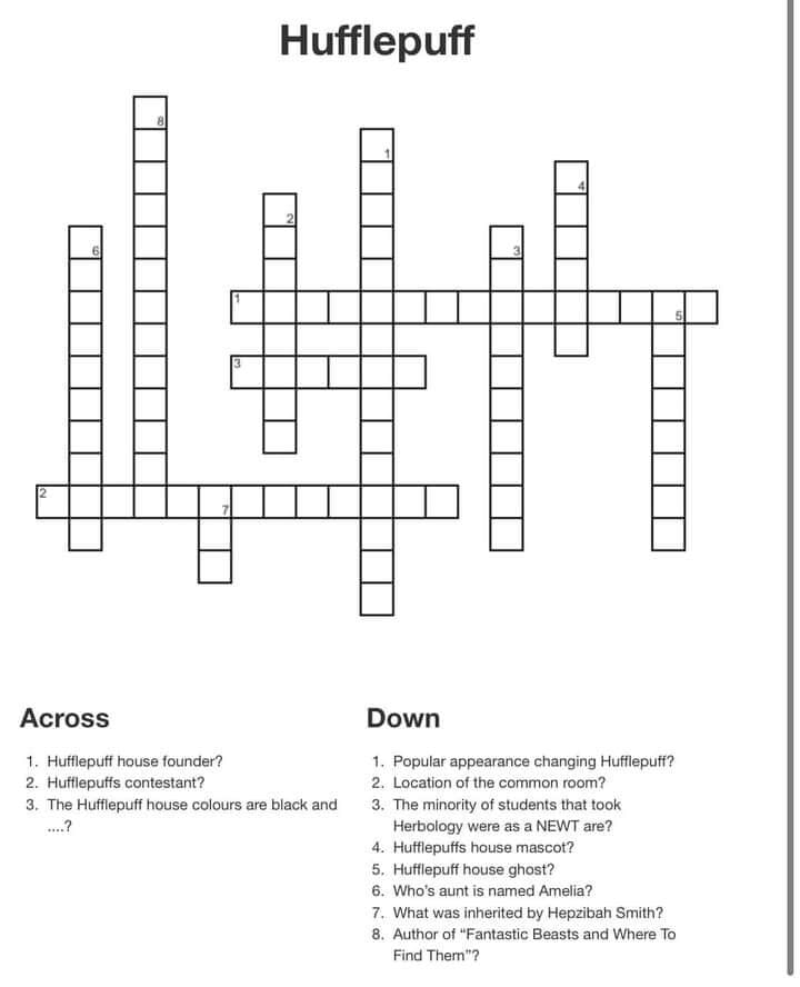 Printable Harry Potter Crossword Puzzles PrintableLib
