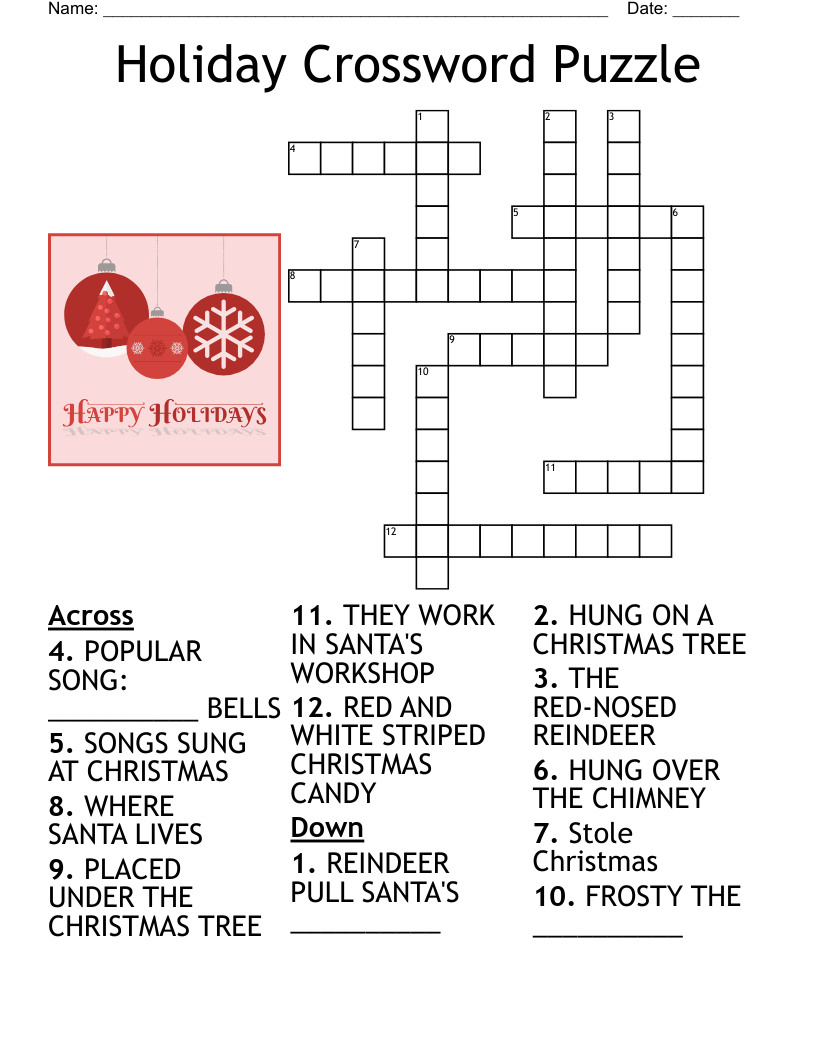 Printable Holiday Crossword Puzzles Fanny Printable