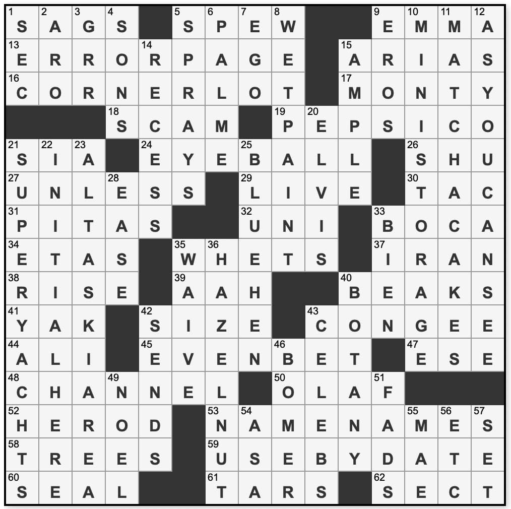 Printable LA Times Sunday Crossword Printable JD