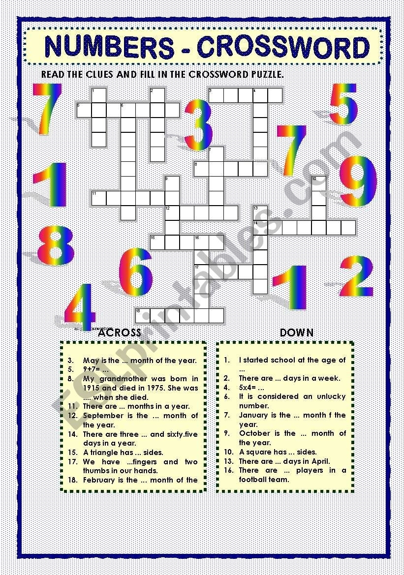 Printable Number Crossword Puzzles Irama Design