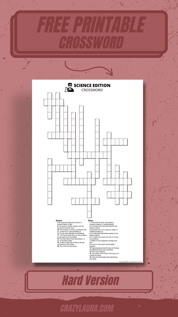 Printable Science Crossword Puzzles Free Printable Crosswords